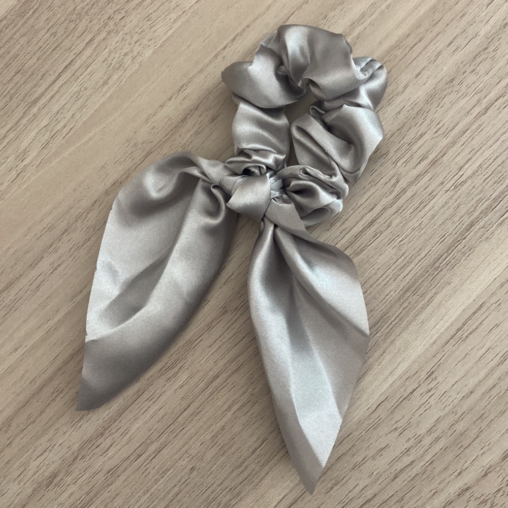 Silver Silky Hair Scarf Scrunchy